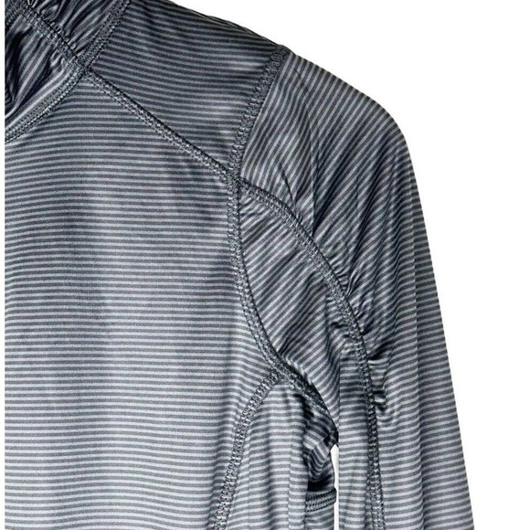 Danskin Now Semi-Fitted 1/4 Zip Black & Gray Striped Top Size M (8-10) - Picture 7 of 9
